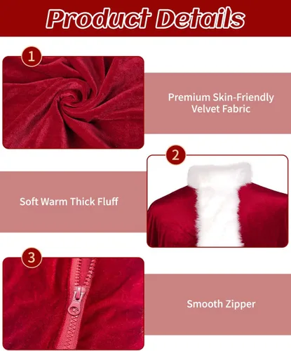Vista 3 de UDYR Disfraz de Papá Noel para Hombres - Disfraz de Papá Noel para Adultos - Traje Profesional de Papá Noel Deluxe para Fiesta de Navidad