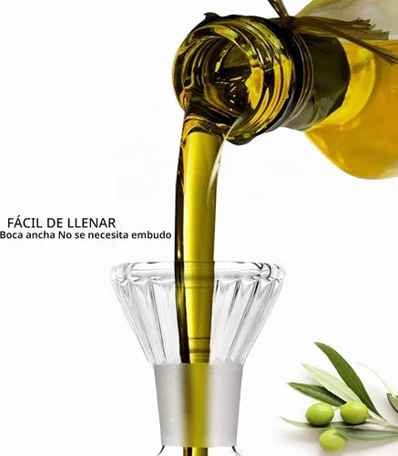 Vista 3 de Botella dispensadora de aceite de vidrio de 5 onzas, sin embudo necesario decantador de cruet