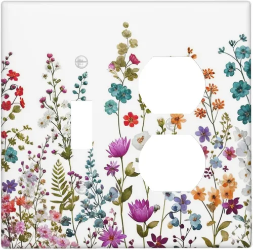 Vista 109 de Cubiertas de pared de lodge rústico retro con diseño de osos, ciervos y animales salvajes. Placas de pared dúplex simples para interruptor de luz.