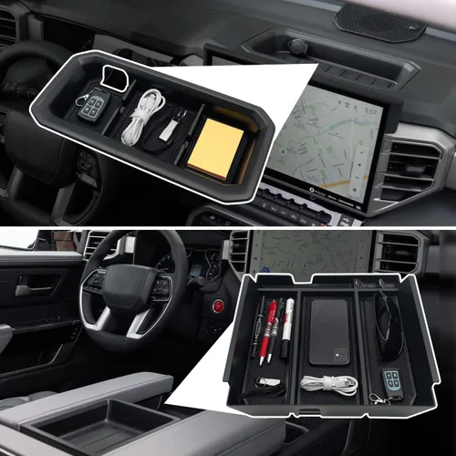 Vista 6 de Organizador de consola central, organizador de tablero compatible con Toyota Tundra 2022 2023 2024 2025