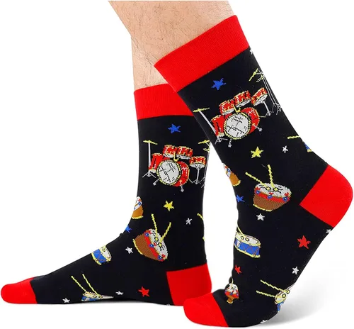Vista 3 de HAPPYPOP Calcetines divertidos de música para hombres, regalos novedosos, regalos para amantes de la música, regalos para hombres, Multi