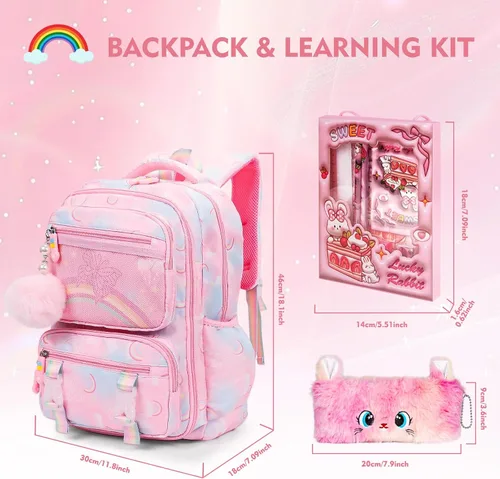 Vista 8 de Mochila Estética Kawaii Arcoíris