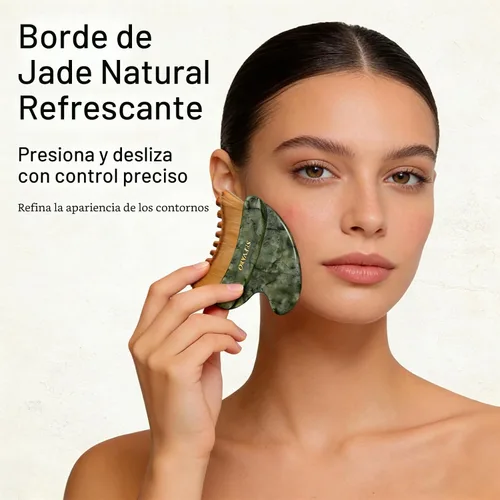 Vista 4 de Lymphatic Contour Face Brush, Dual-Ended Dry Brush + Cool-Touch Jade Gua Sha Edge, 0.075mm Ultra-Soft Bristles Gua Sha Facial Tools, for Lymphatic