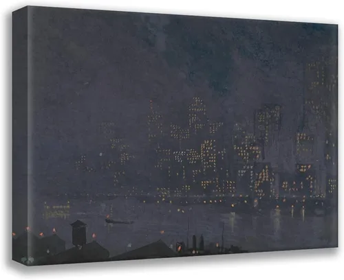 Vista 3 de ArtDirect Rascacielos en la noche (1910) - Póster artístico de museo sin marco, 10 x 8 pulgadas, listo para enmarcar, por Joseph Pennell