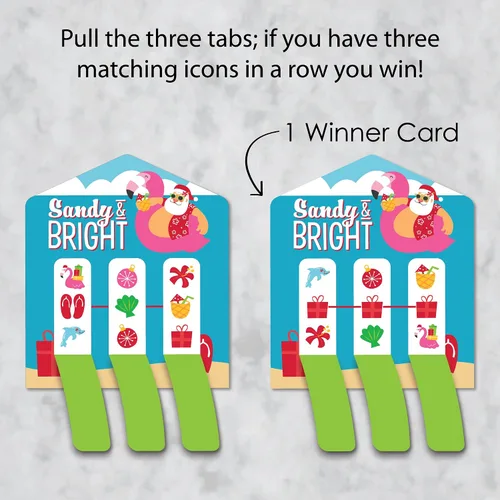 Vista 4 de Big Dot of Happiness Tropical Christmas - Juego de 12 tarjetas de encurtidos para fiesta de vacaciones de Santa en la playa, pestañas de tracción 3