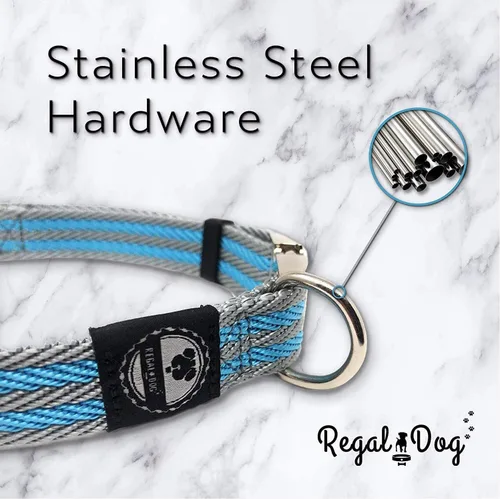 Vista 3 de Regal Dog Products Collar grande para mascotas con hebilla grabada personalizada, collares de sarga duraderos para perros pequeños, collares