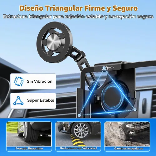 Vista 4 de Aceele Magsafe - Soporte de teléfono para Tesla Model 3 e Y, marco de metal magnético para accesorios de pantalla táctil de automóvil, soporte