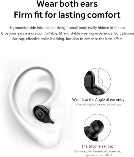 Vista 4 de Auricular inalámbrico Bluetooth Mini auricular inalámbrico Bluetooth V5.0 en el oído auriculares con 4-5 horas de tiempo de reproducción con Negro