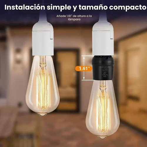 Vista 5 de SURAIELEC Portalámpara con Sensor de Luz, Portalámpara Automática del Atardecer al Amanecer con Rotación del Sensor de 360°, Adaptador de Base
