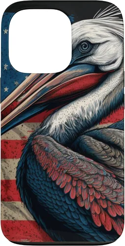 Vista 10 de Funda para iPhone 16 Pelican Bird Patriotic Vintage American Flag Pelícano