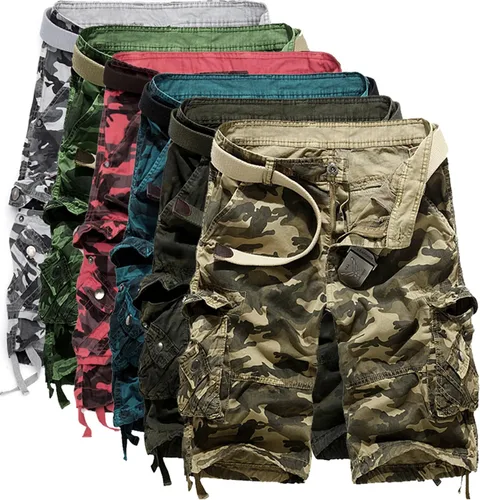 Vista 5 de Pantalones cortos cargo de camuflaje para hombre de algodón