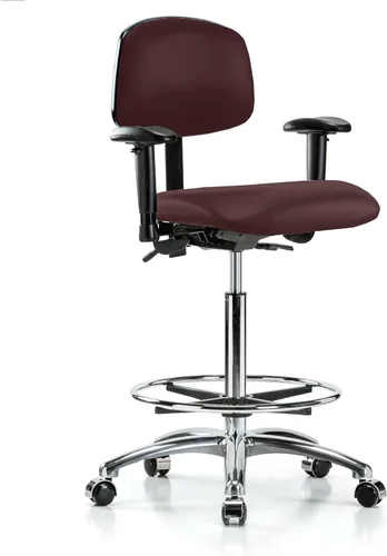 Vista 39 de PERCH - Silla giratoria con ruedas para alfombra o linóleo, cromado, Textil, Tela negra