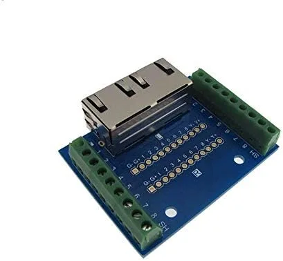 Vista 2 de Placa de conexión de conector Ethernet RJ45 dual con terminales de tornillo LED, paquete de 3
