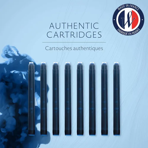 Vista 2 de Waterman - Cartuchos de tinta para pluma estilográfica, largos, azul misterioso, 8 unidades (paquete de 2)