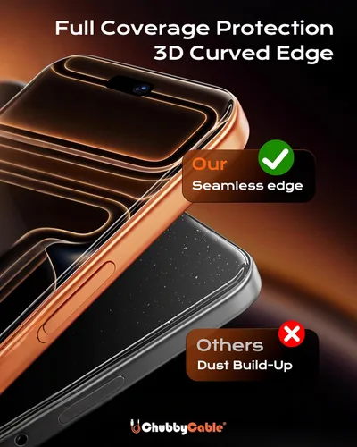 Vista 6 de chubbycable ChubbyShield Ultra - Protector de pantalla de vidrio templado para iPhone 17 HD, caja de instalación ultra fácil, eliminación automática