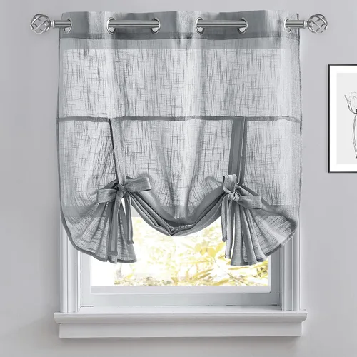 Vista 10 de Pony Dance Cortinas de ventana de baño, pantalla con lazo para dormitorio, filtro de luz, semitransparente, cortinas romanas elegantes para Blanco