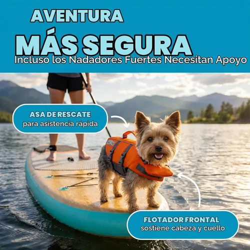 Vista 2 de Outward Hound - Chaqueta salvavidas para perros Max Buoyancy, Adjustable Fit, Head/Neck Support, Rescue Handle, Reflective, Swimming & Boating