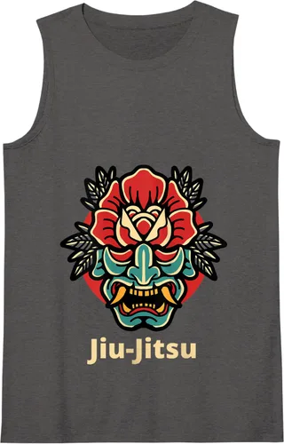 Vista 5 de Máscara de demonio de rosa japonesa Oni Mask jiu-jitsu Tank Top Negro