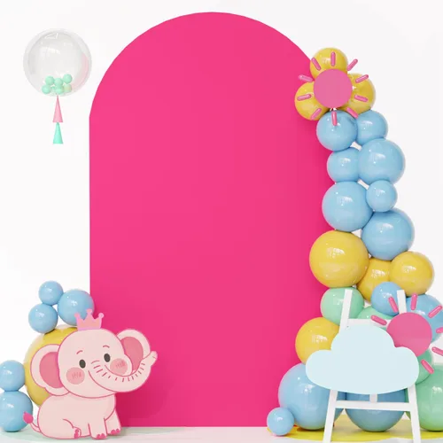 Vista 16 de FOTSHARER Cubierta para arco de boda, cubierta de arco de globo beige de 2.6 x 6 pies, cubiertas de fondo de arco de arco de elastano boho Chiara