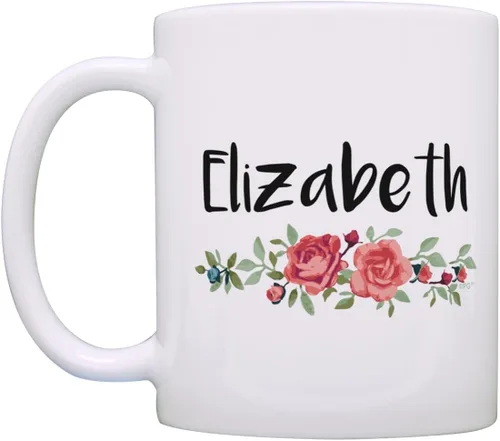 Vista 4 de Taza personalizada con nombre floral con nombre personalizado taza de café personalizada de 11 oz taza de café de cerámica con asa