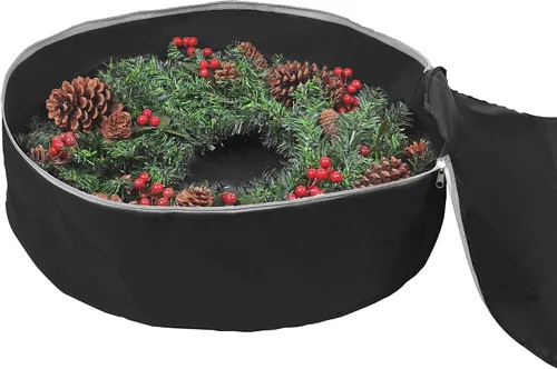 Vista 6 de Bolsa de almacenamiento resistente para coronas de 30 pulgadas, contenedor de coronas con asas, material de poliéster Oxford 600D duradero, soporte