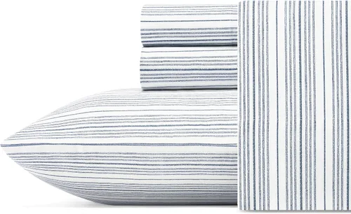 Vista 42 de Nautica - Sábanas, juego de ropa de cama de percal de algodón con funda de almohada a juego, vigorizante y fresco, bolsillo profundo