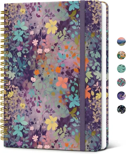 Vista 15 de Taja Cuaderno de Diario en Espiral con Líneas para Mujeres, A5 Lindo Cuaderno de Tapa Dura con Rayas Universitarias para Trabajo y Toma de Notas