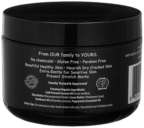 Vista 8 de Coconut Essentials Mantequilla corporal hidratante – Aceite de coco, vitamina E, karité, menta, almendra, cacao y girasol – para una piel hermosa