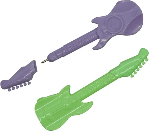 Vista 7 de Maydahui 24 mini bolígrafos de guitarra, novedosos bolígrafos de música, color caramelo, estilo simple, tinta azul para escuela, estudiantes, fiestas
