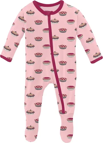 Vista 45 de KicKee Baby & Toddler - Pijama de viscosa ultrasuave de bambú con patas abatibles y puños