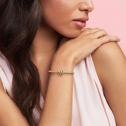 Vista 2 de Pandora Jewelry - Abalorio de oro de 14 quilates con circonitas cúbicas y líneas pulidas