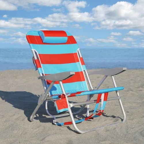 Vista 14 de Rio Beach - Paquete de 2 sillas de playa con almohada, brazos y bolsa de almacenamiento, silla de camping portátil ligera para exteriores con Azul