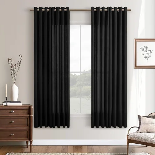 Vista 62 de Cortinas de avena con ojales DUKIYO de 96 pulgadas de largo para sala de estar, comedor, juego de 2 paneles, cortinas de arena y beige