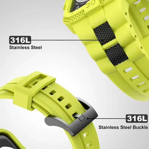 Vista 4 de Correas compatibles con Apple Watch Band 46mm 45mm 44mm 42mm, correa deportiva para hombres con funda protectora para Watch Series 11 10 9 8 7/ SE