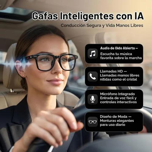 Vista 2 de Lentes de traducción Bluetooth inalámbricos inteligentes AI para hombres/mujeres con altavoces/Bluetooth y más de 140 idiomas traducción