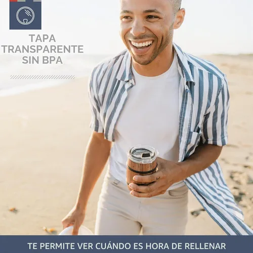 Vista 4 de ORCA Barrel - Vaso de acero inoxidable con aislamiento térmico de 12 onzas con una elegante impresión de grano de madera, para whisky, cerveza