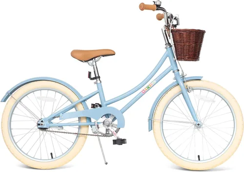 Vista 2 de Bixike Bicicleta de diseño retro para niñas con cesta y freno de posavasos para niños de 3 a 13 años, bicicleta de crucero de 14, 16, 18 pulgadas