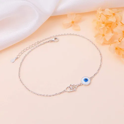 Vista 7 de DAOCHONG Tobillera para mujer de plata de ley S925 ajustable con cadena de pie y tobilleras