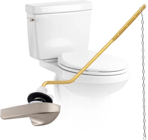 Vista 10 de Reemplazo universal de la manija del inodoro de oro cepillado, montaje lateral/ángulo Manija de inodoro compatible con Kohler