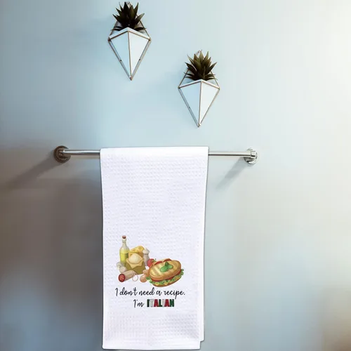 Vista 5 de POFULL Italian Cooks Gift I Don't Need Recipes I'm Italian Dish Towel - Toalla de cocina italiana (I Don't Need a Recipe Towel)