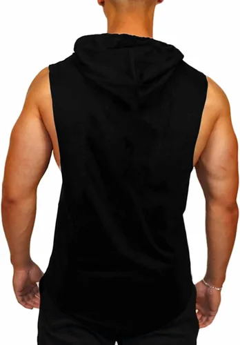 Vista 4 de Babioboa Camisetas sin mangas con capucha para hombre, para entrenamiento deportivo, sin mangas, para gimnasio, culturismo, corte muscular