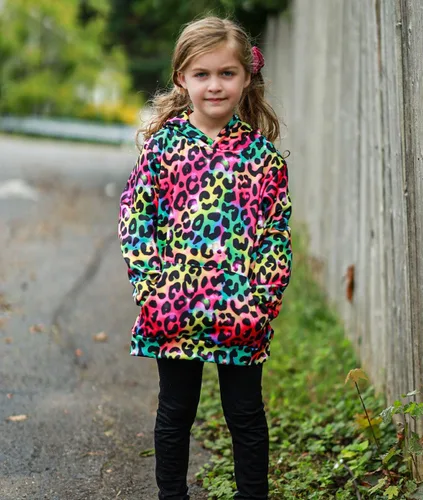 Vista 2 de uideazone - Sudadera con capucha y diseño gráfico tridimensional con bolsillo, para niñas de 4 a 14 años.