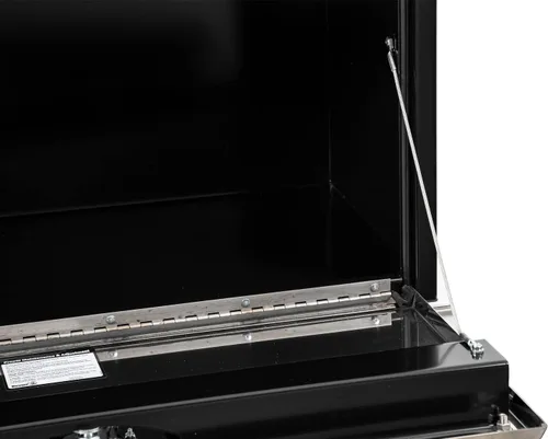 Vista 4 de Buyers Products 1703700 - Caja de almacenamiento para debajo del camión de acero negro con puerta de acero inoxidable pulido plateado, 14 x 16 x 24