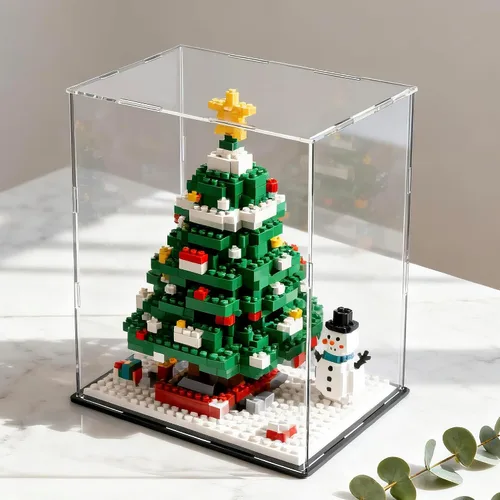 Vista 35 de SVENJBB vitrina acrílica, cajas de acrílico de cubo de 10 x 10 x 14 pulgadas para exhibición, vitrinas transparentes con base negra mate y tapa