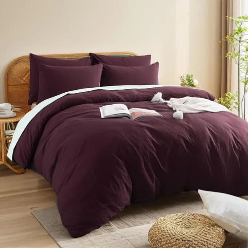 Vista 180 de NEXHOME PRO Funda de edredón Twin XL 100% algodón lavado, transpirable, duradera, texturizada, similar al lino, juego de ropa de cama para el hogar