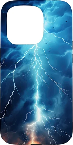 Vista 14 de iPhone 13 Pro Max Cool Blue Lightning Bolt Storm Funda de arte gráfico Wild Nature Sky