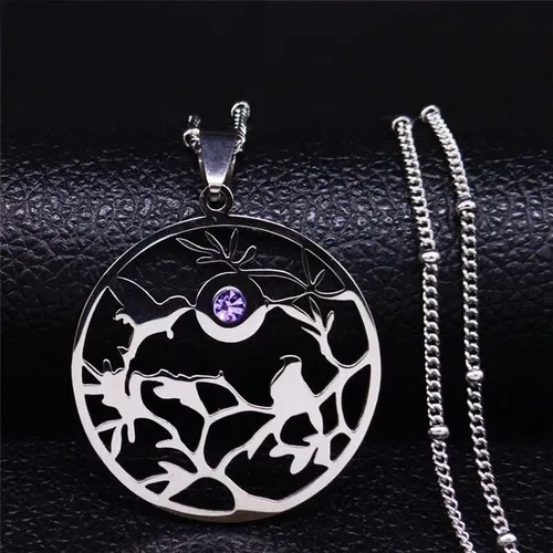 Vista 2 de 2023 Crystal Stainless Steel Statement Necklace for Women Bird Tree of Life Family Chain Necklaces Jewelry Bisuteria N1245S01