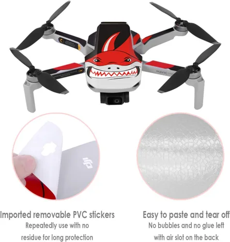 Vista 2 de O'woda Juego de calcomanías de decoración para DJI Mavic Mini Drone PVC impermeable DIY Skin Drone Body Sticker Accesorios (rojo)