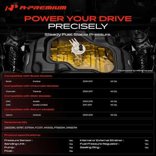 Vista 2 de A-Premium Conjunto de módulo de bomba de combustible eléctrica con sensor de presión compatible con Chevrolet Traverse y GMC Acadia Limited y Buick