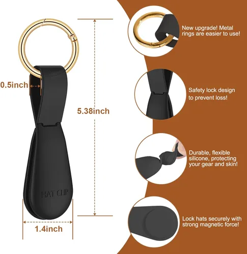 Vista 30 de Clip magnético para sombrero para viajes, 2 soportes de silicona color caqui claro para bolsos, bolsos, equipaje y sombreros de playa, clip